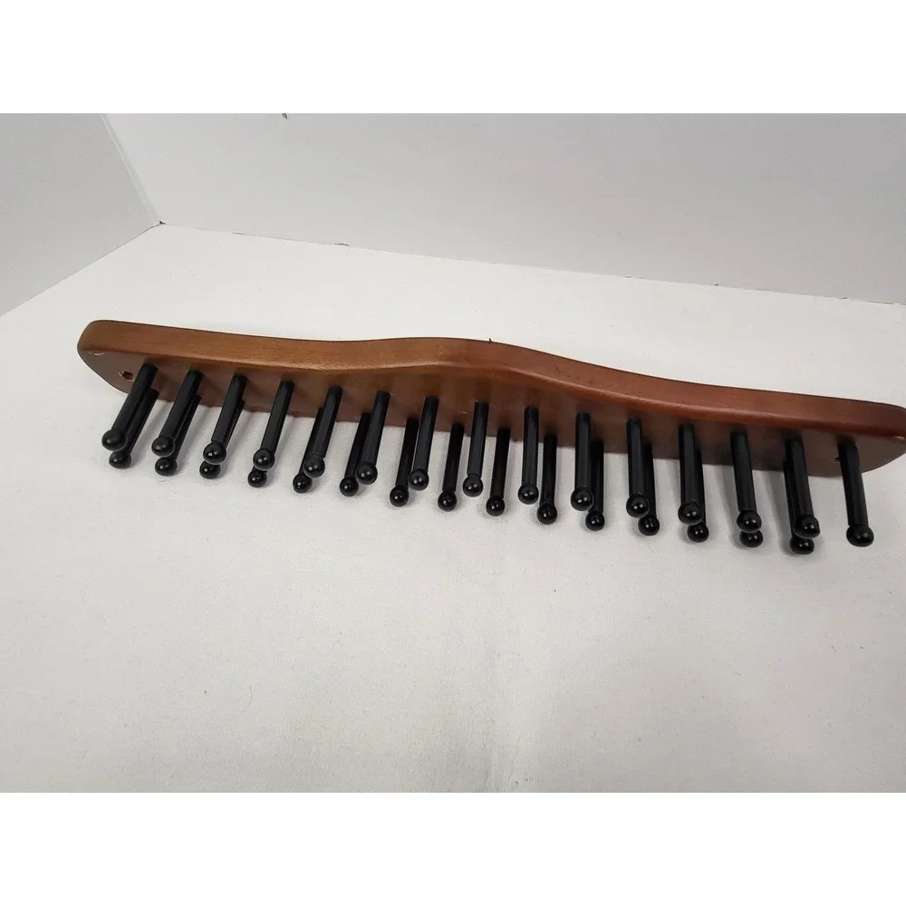 Vintage Wood Wall Mounted Tie Rack 30 Peg Belt Organizer Closet Storage Brown